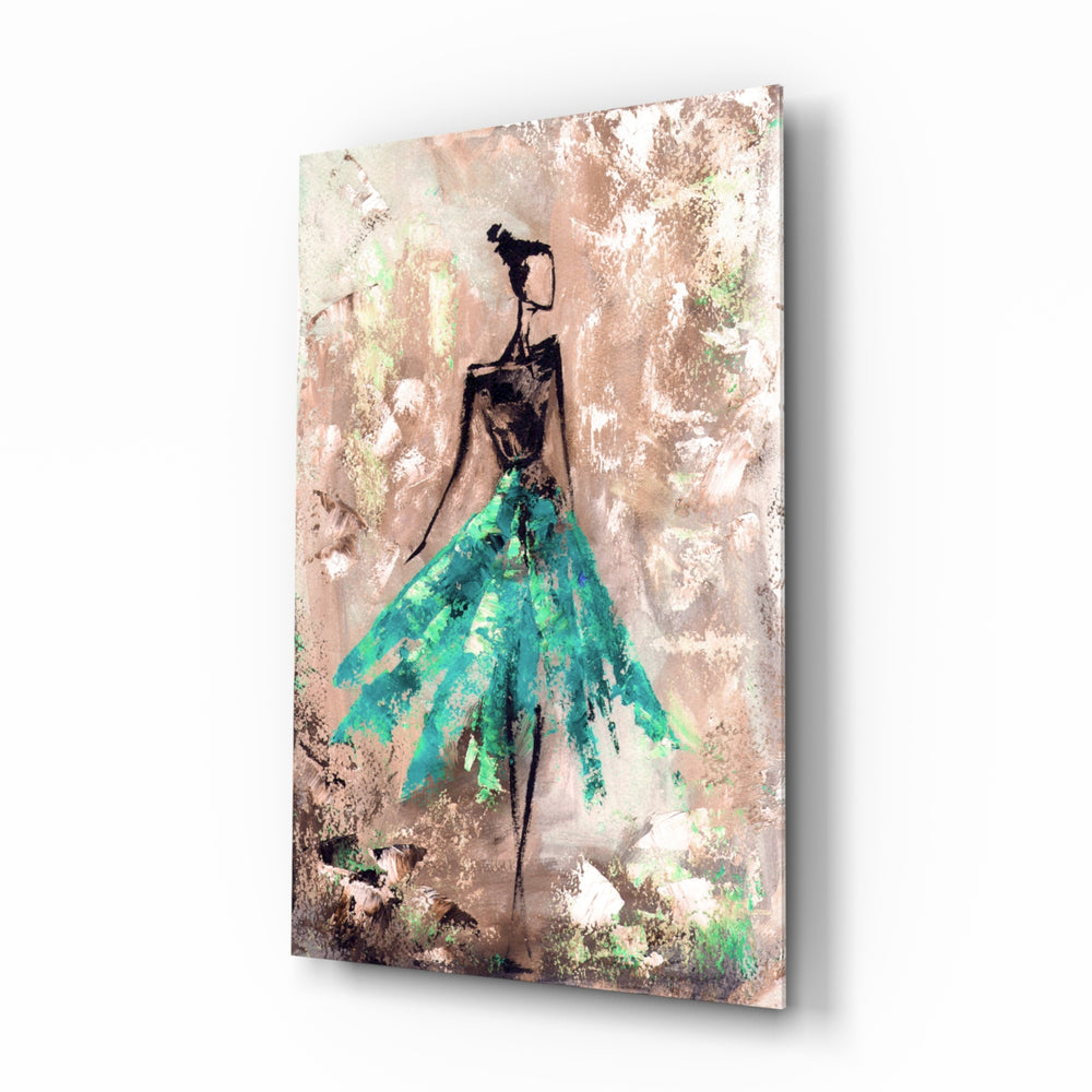 Turquoise fashion illustration panel bringing creative energy to a living space