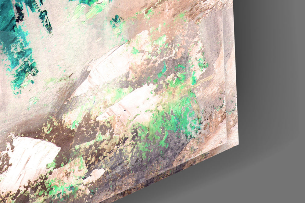 Female panel catching ambient light to reveal its turquoise brushwork