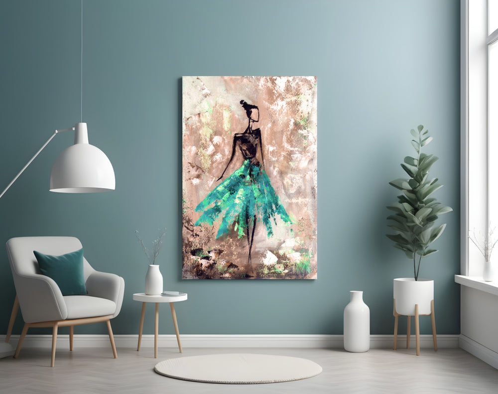 Female panel adding artistic warmth to a feminine bedroom