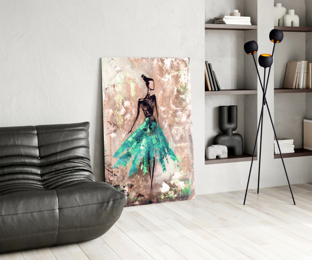 Female glass print enhancing a creative studio or office