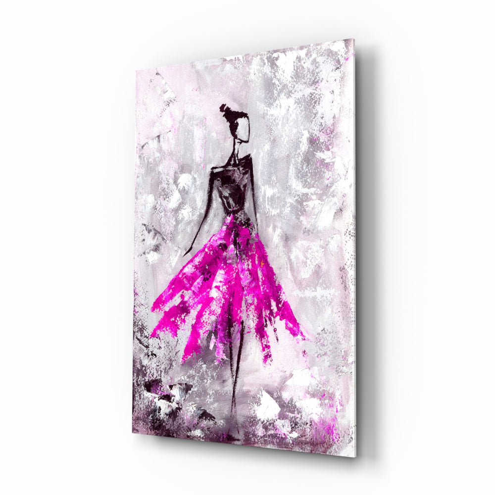 Pink fashion illustration panel bringing feminine energy to a living space
