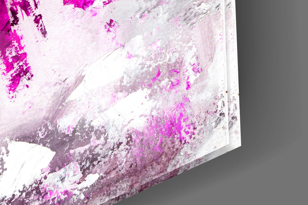 Woman panel catching ambient light to reveal its magenta brushwork