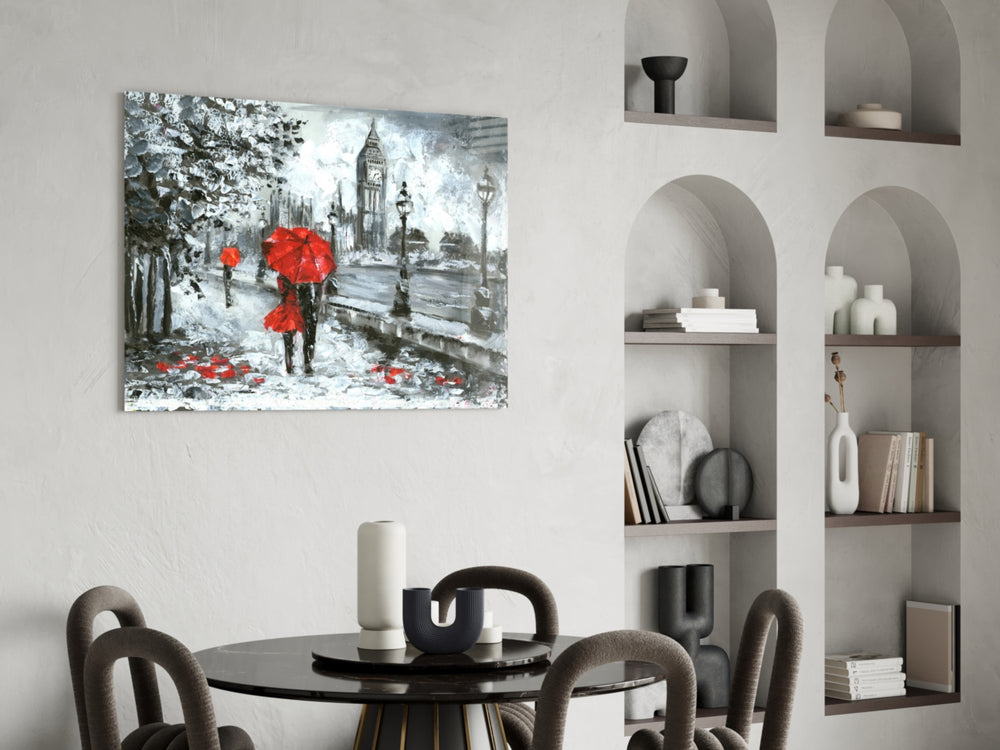 London glass print enhancing a hallway with painterly warmth