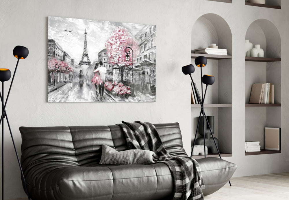 Paris panel adding gentle travel mood to a feminine living room