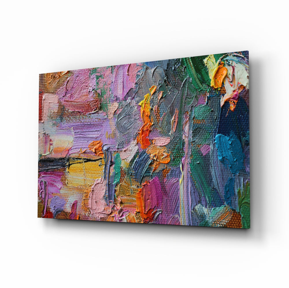 Palette-knife abstract panel bringing painterly color to a contemporary living space