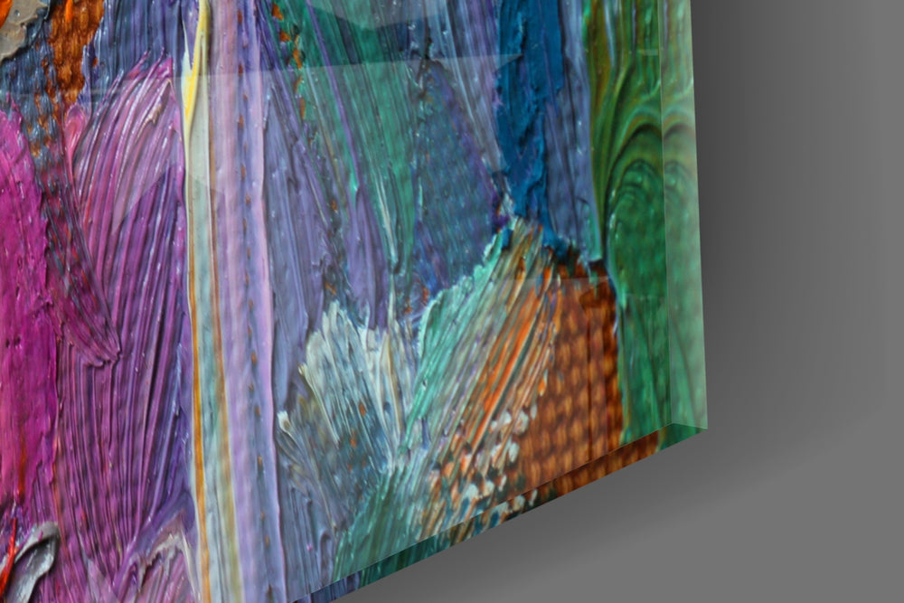 Abstract panel catching side light to reveal its impasto texture