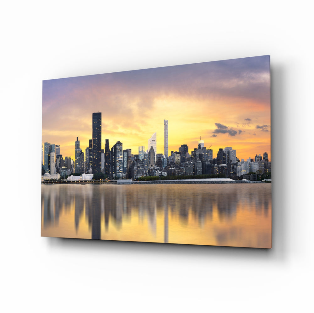 Manhattan skyline panel bringing urban grandeur to a contemporary living space