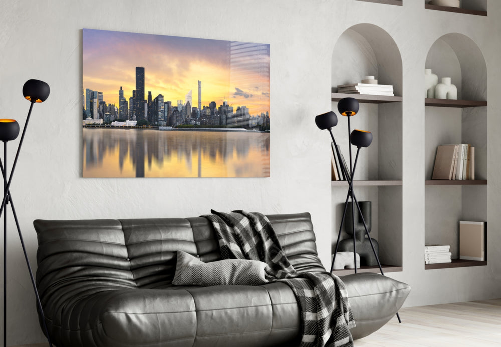 Downtown panel adding cityscape focus to a contemporary office