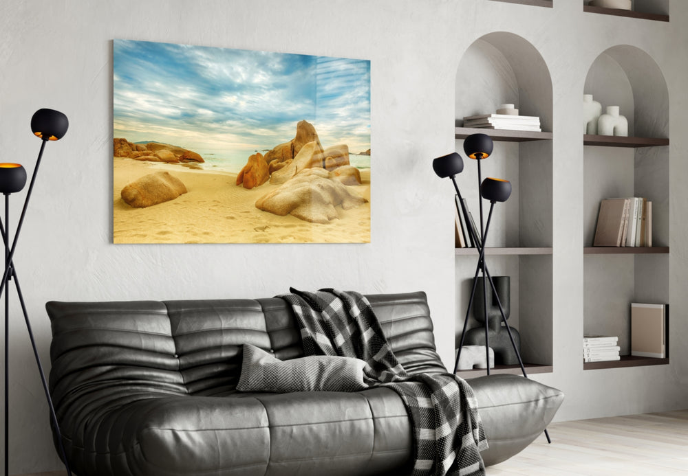 Beach panel enhancing a bathroom with tropical calm