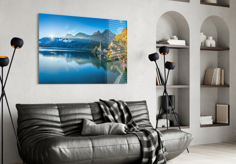 Lake panel adding European mood to a tranquil bedroom