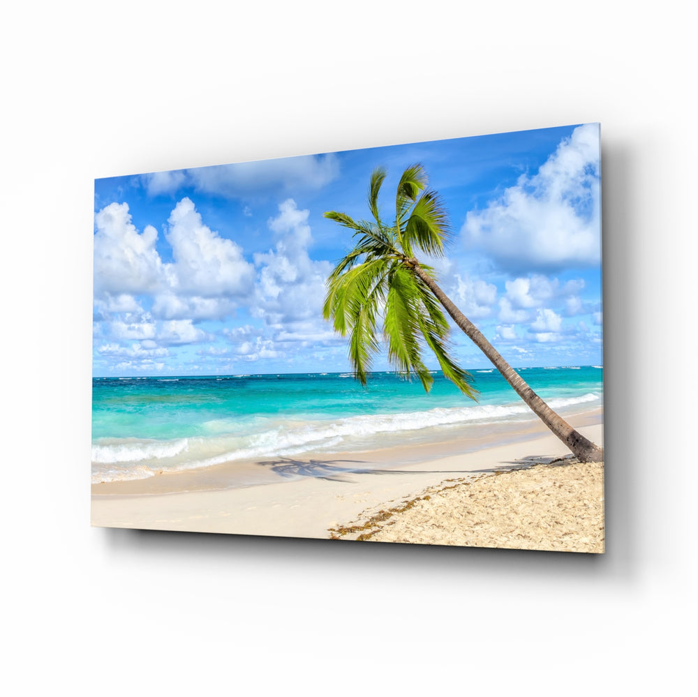 Tropical beach panel bringing holiday calm to a contemporary living space