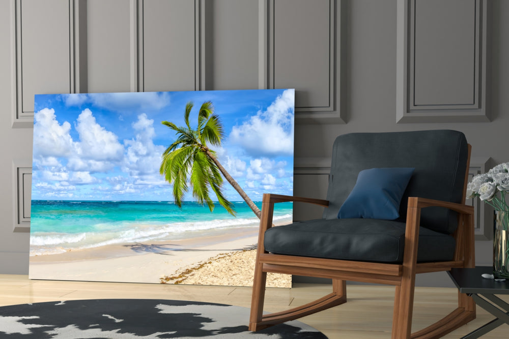 Holiday artwork bringing coastal brightness to a living room