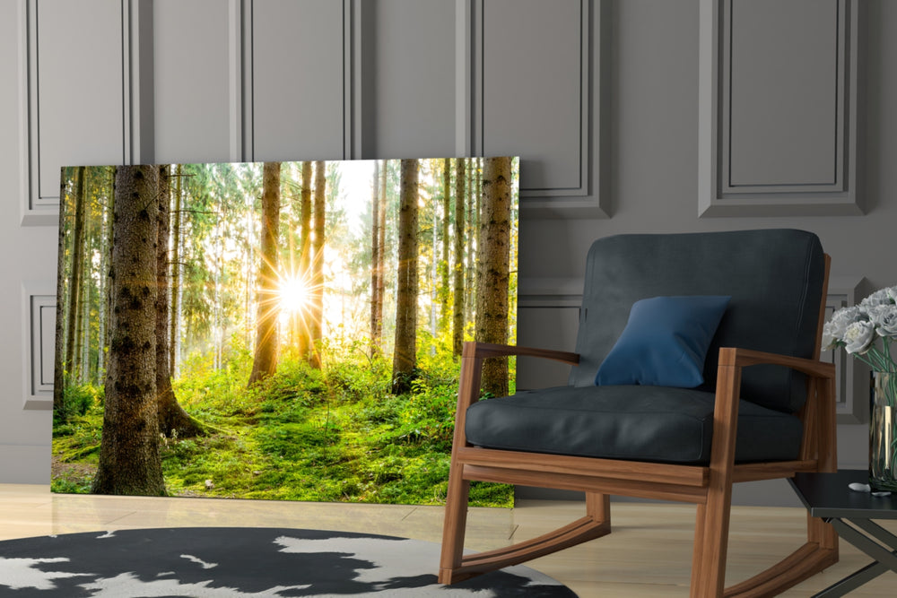 Forest artwork bringing biophilic warmth to a hallway