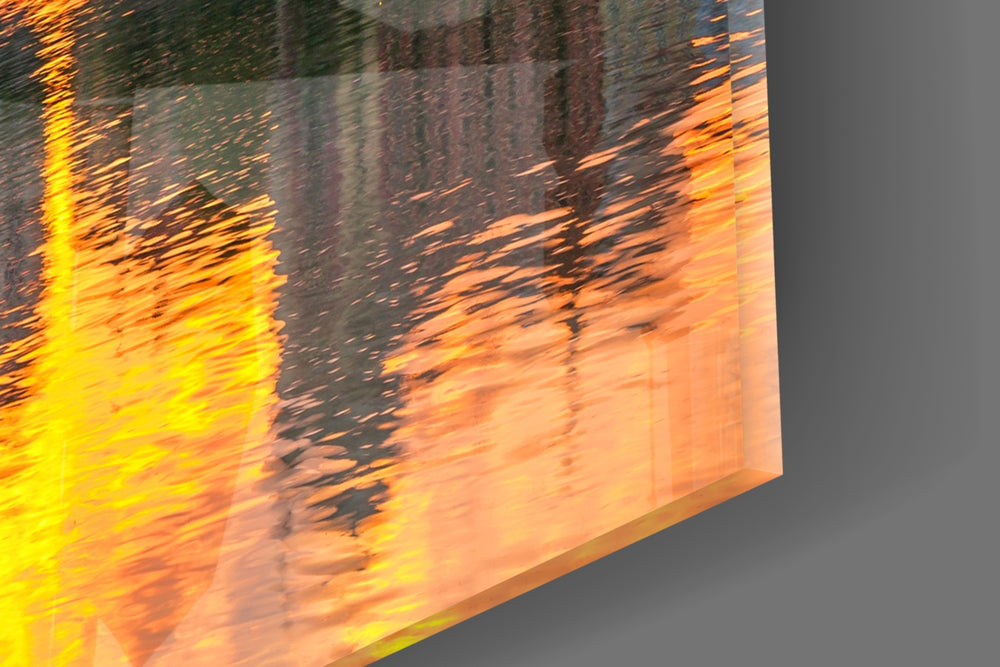 Prague panel catching warm light to reveal its reflected skyline
