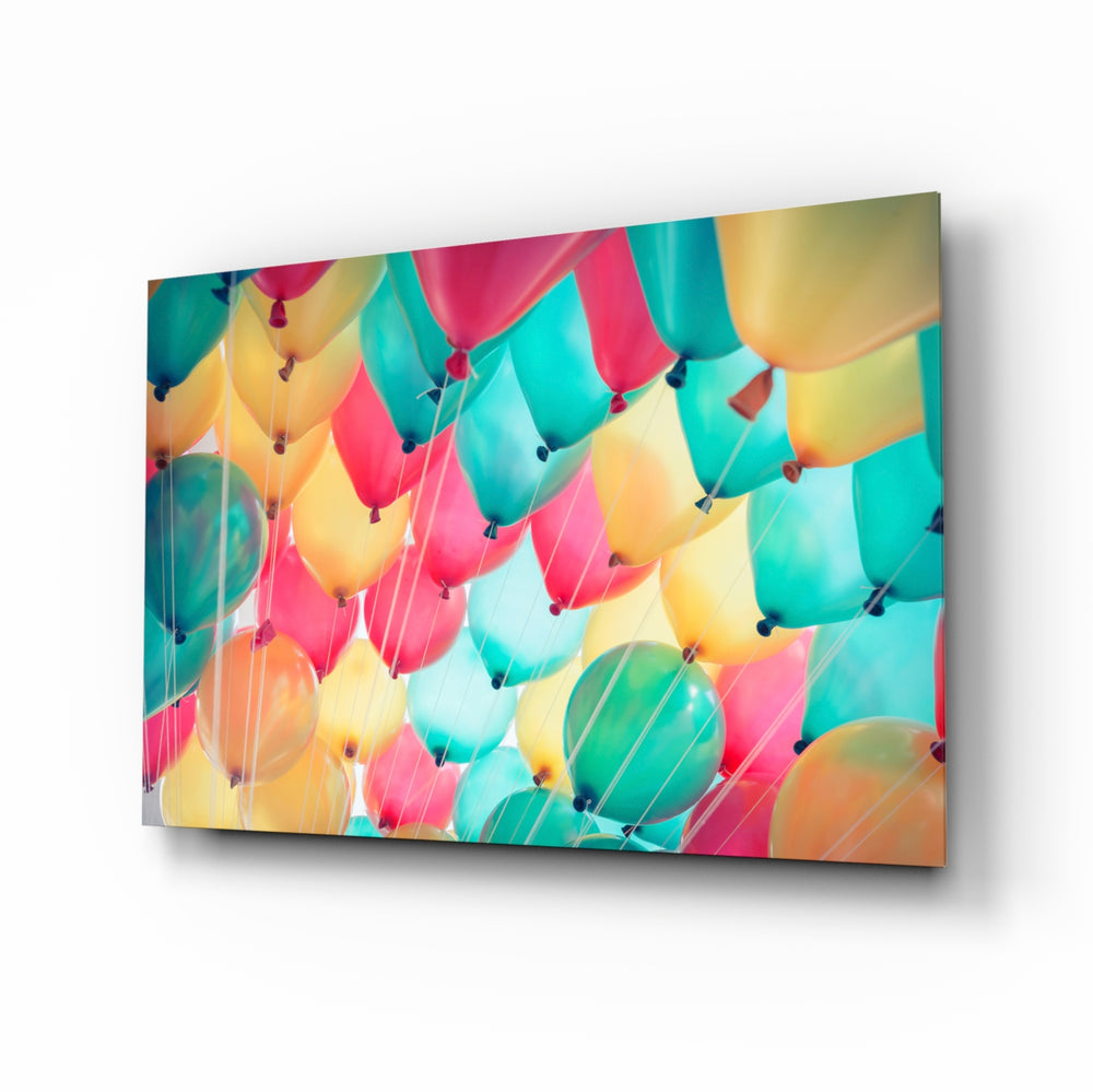 Colorful balloon panel bringing playful joy to a contemporary living space