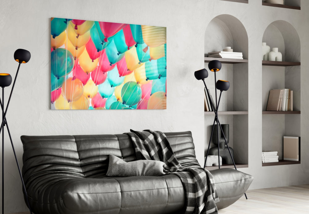 Balloons panel adding celebration color to a family living area