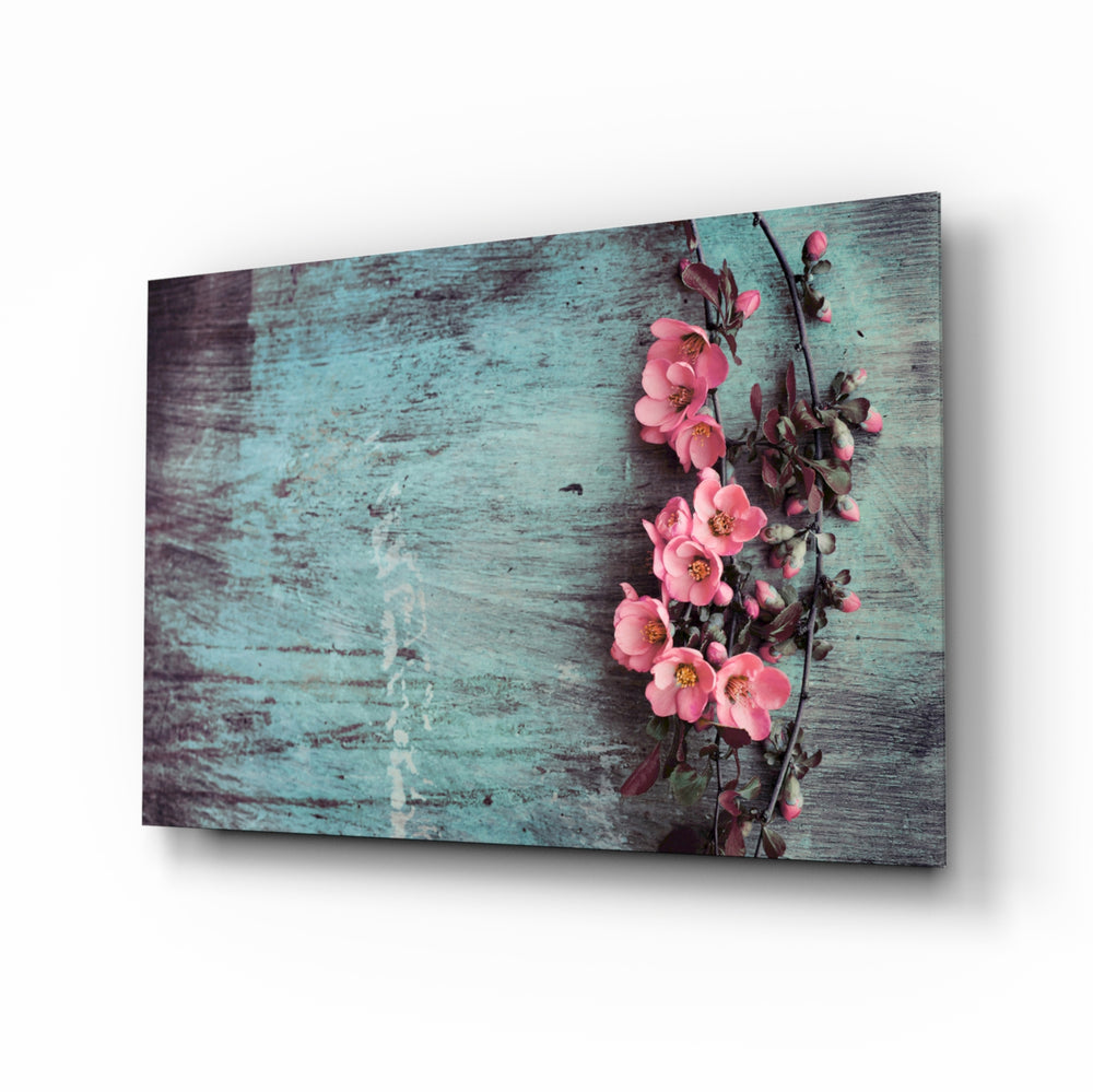 Pink blossom panel bringing cottage warmth to a contemporary living space