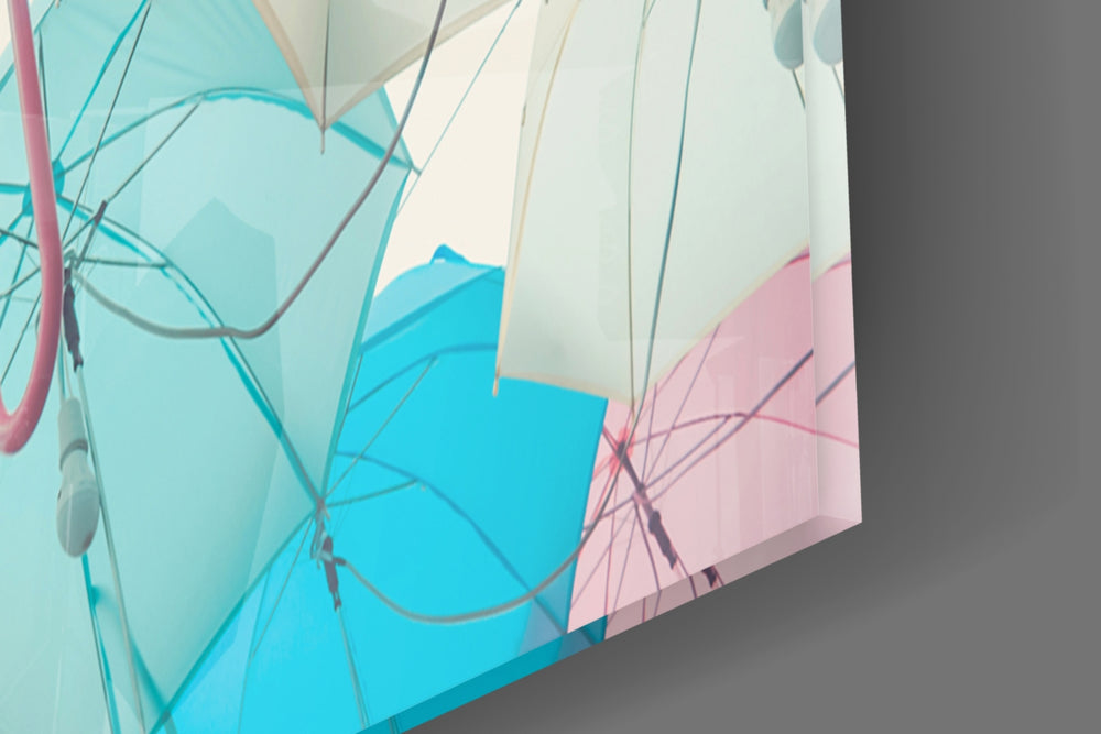 Umbrellas panel catching daylight to reveal its pastel palette