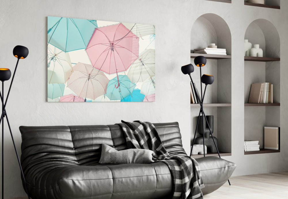 Umbrellas panel adding dreamy warmth to a nursery or child's room