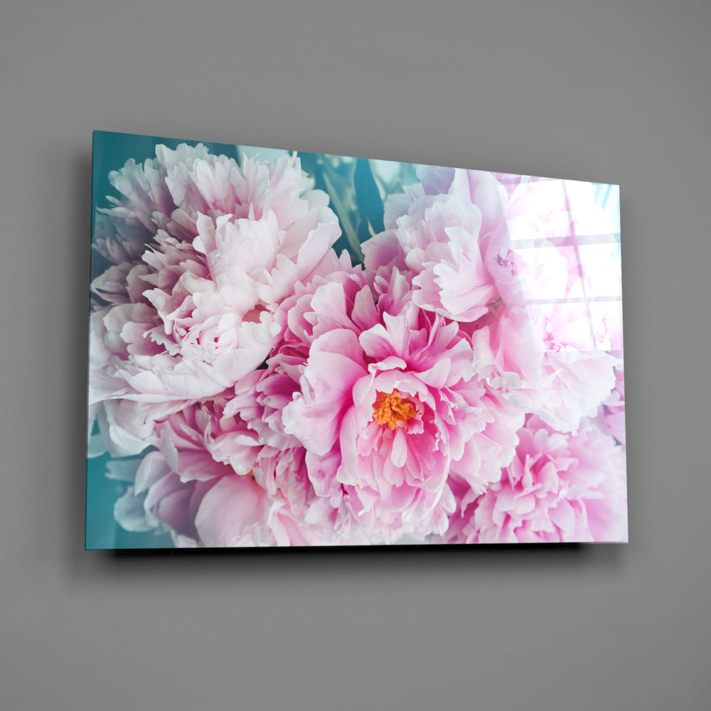 Close-up detail of layered pink peony petals