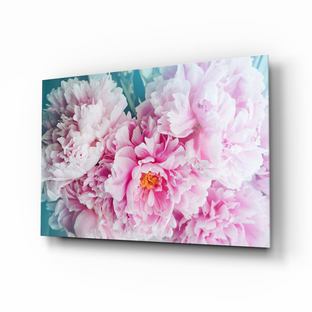 Pink peony panel bringing romantic bloom to a contemporary living space