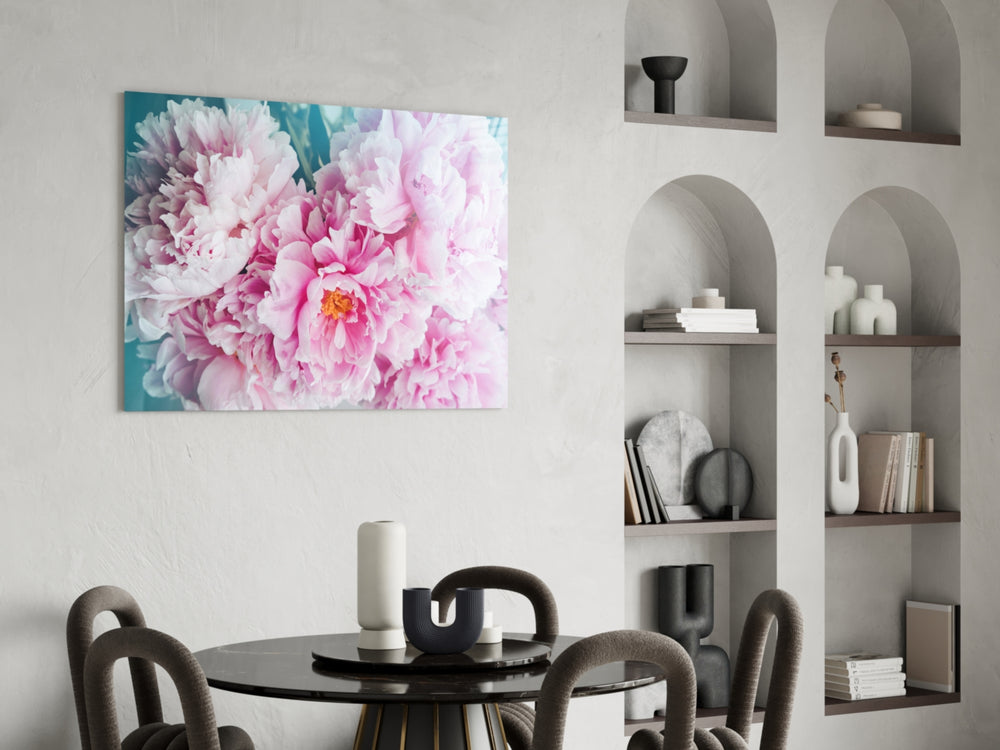 Flower glass print enhancing a dressing area with bloom palette