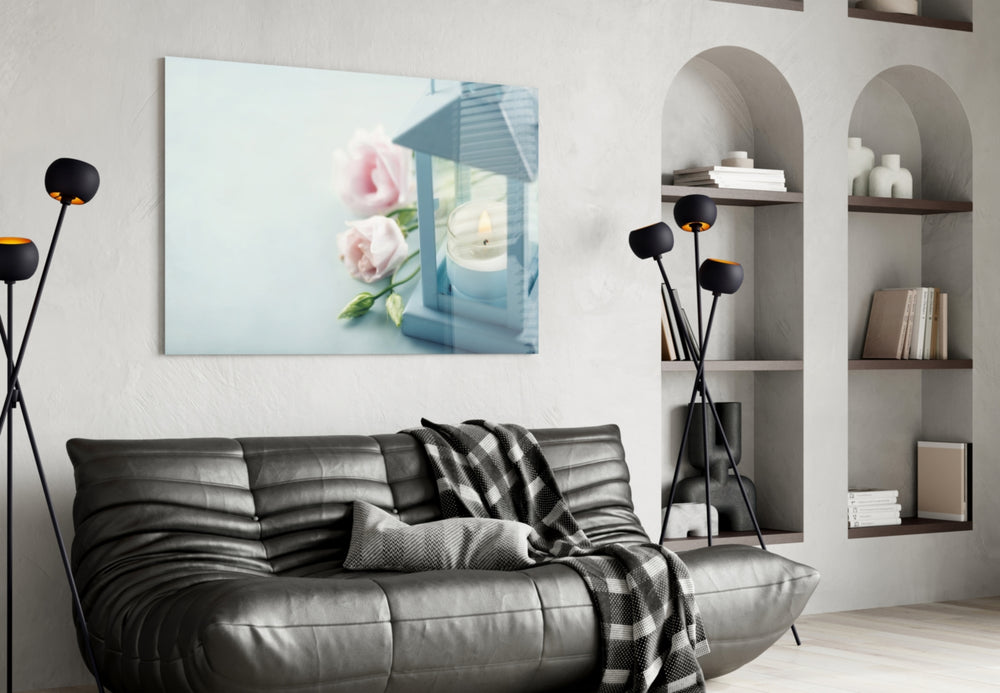 Candle and Rose panel adding soft warmth to a dressing area