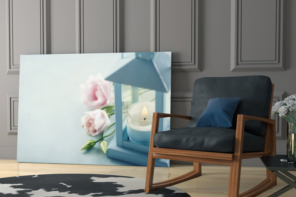 Candle and Rose artwork anchoring a boudoir