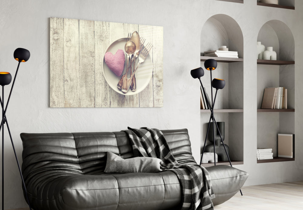 Heart panel adding romantic mood to a dining nook