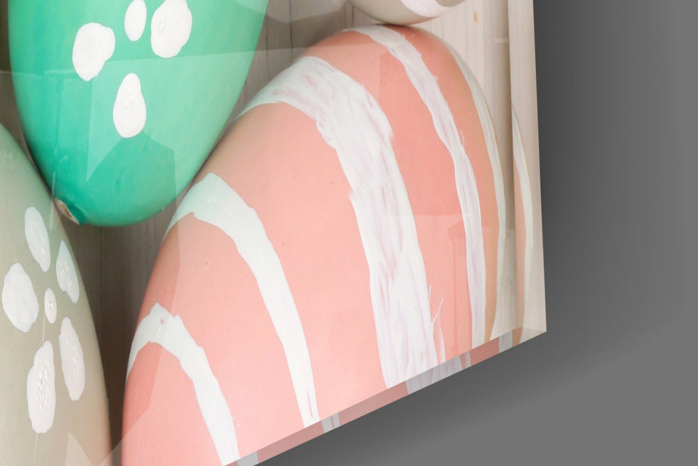 Eggs panel catching daylight to reveal its pastel patterns