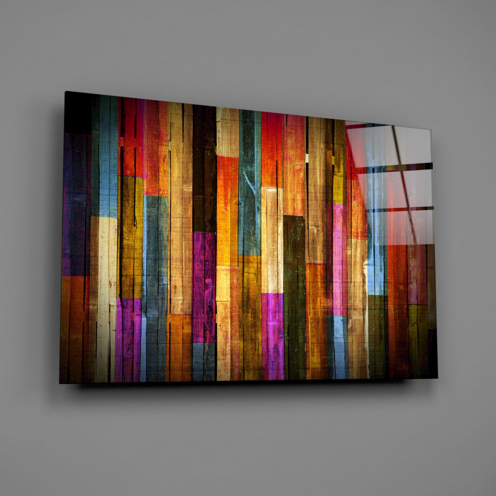 Close-up detail of richly painted wooden planks