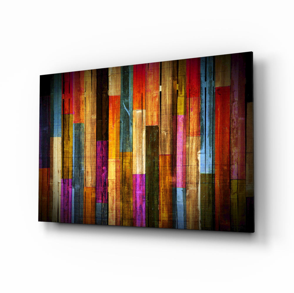 Jewel-tone wood panel bringing bohemian color to a contemporary living space