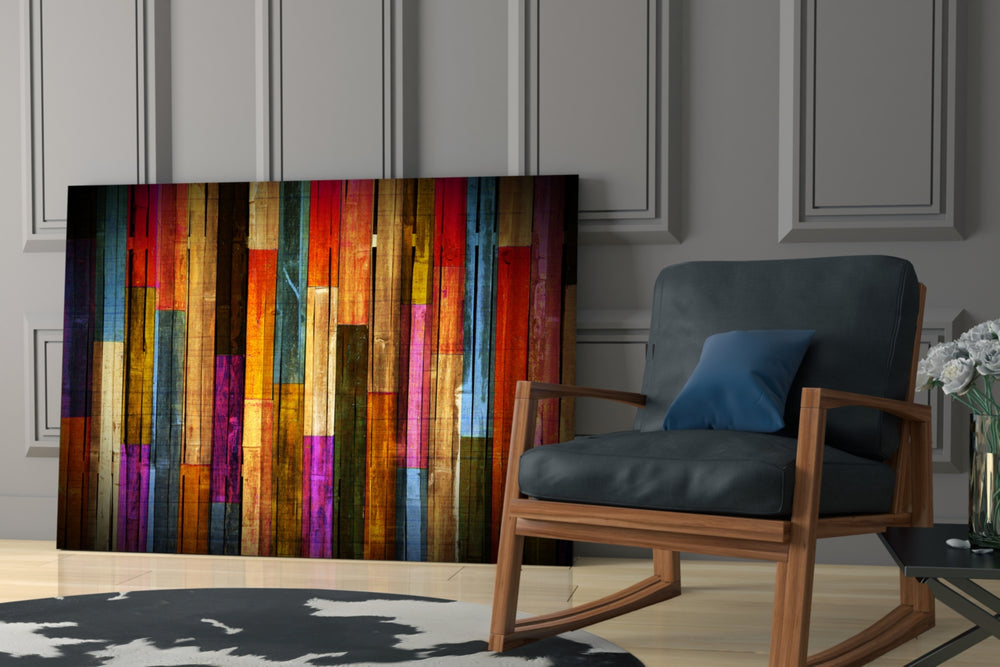 Painted Wood artwork anchoring a maker's space