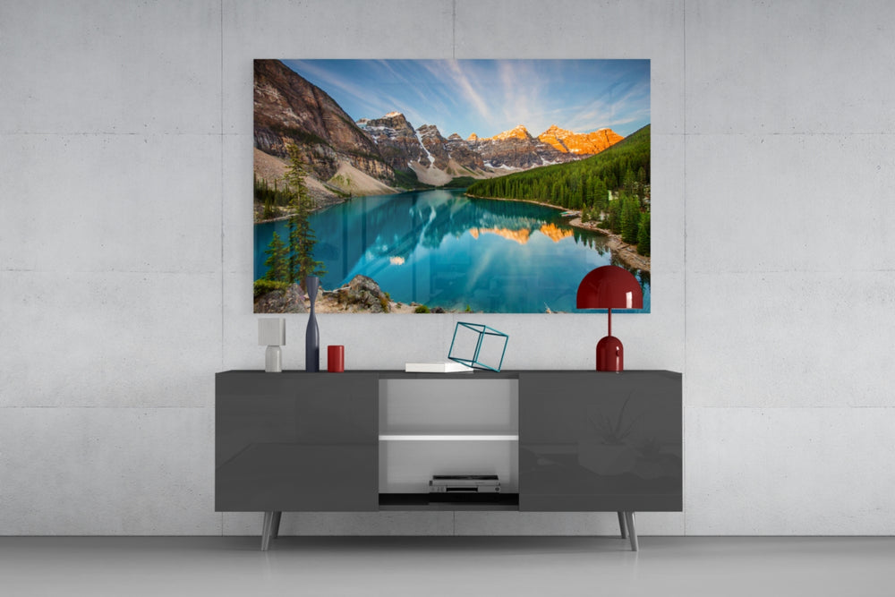 Lake panel catching daylight to reveal its turquoise clarity