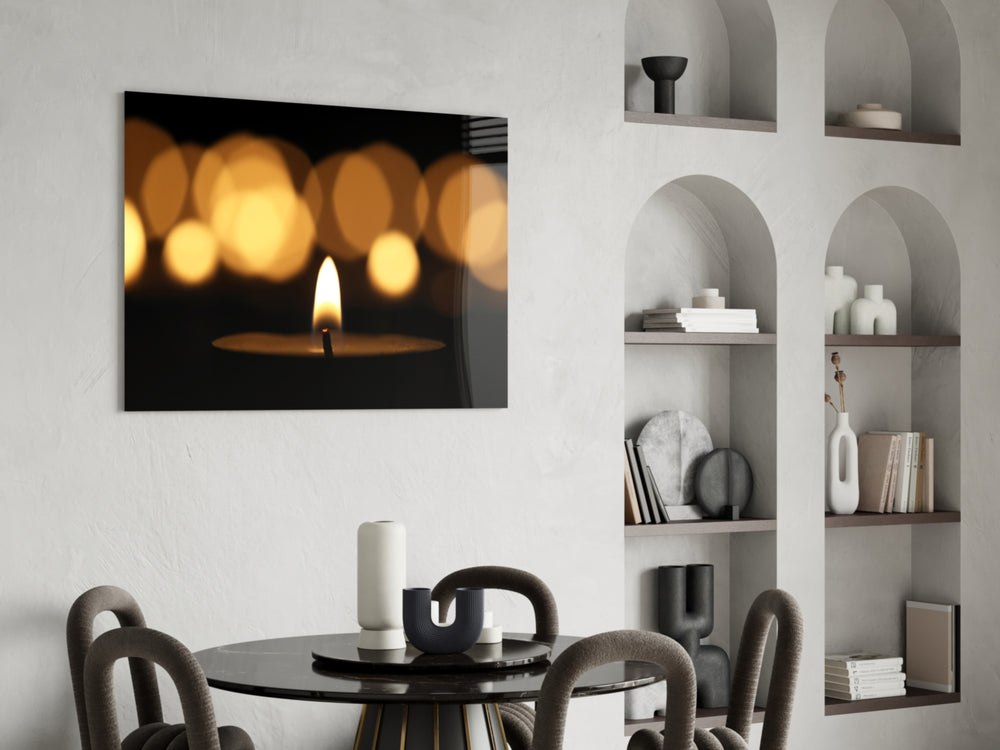 Candle panel enhancing a meditation or yoga corner