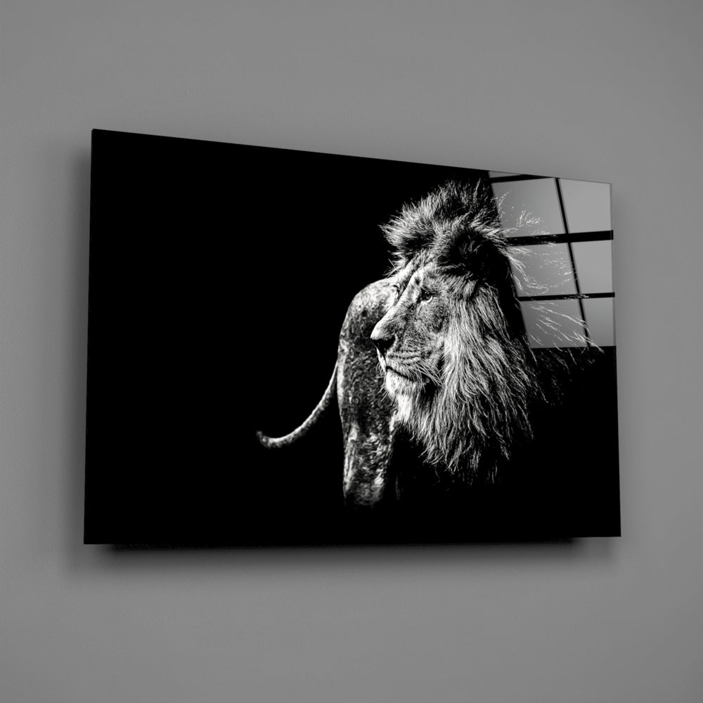 Lion side-profile panel bringing silent authority to a contemporary living space