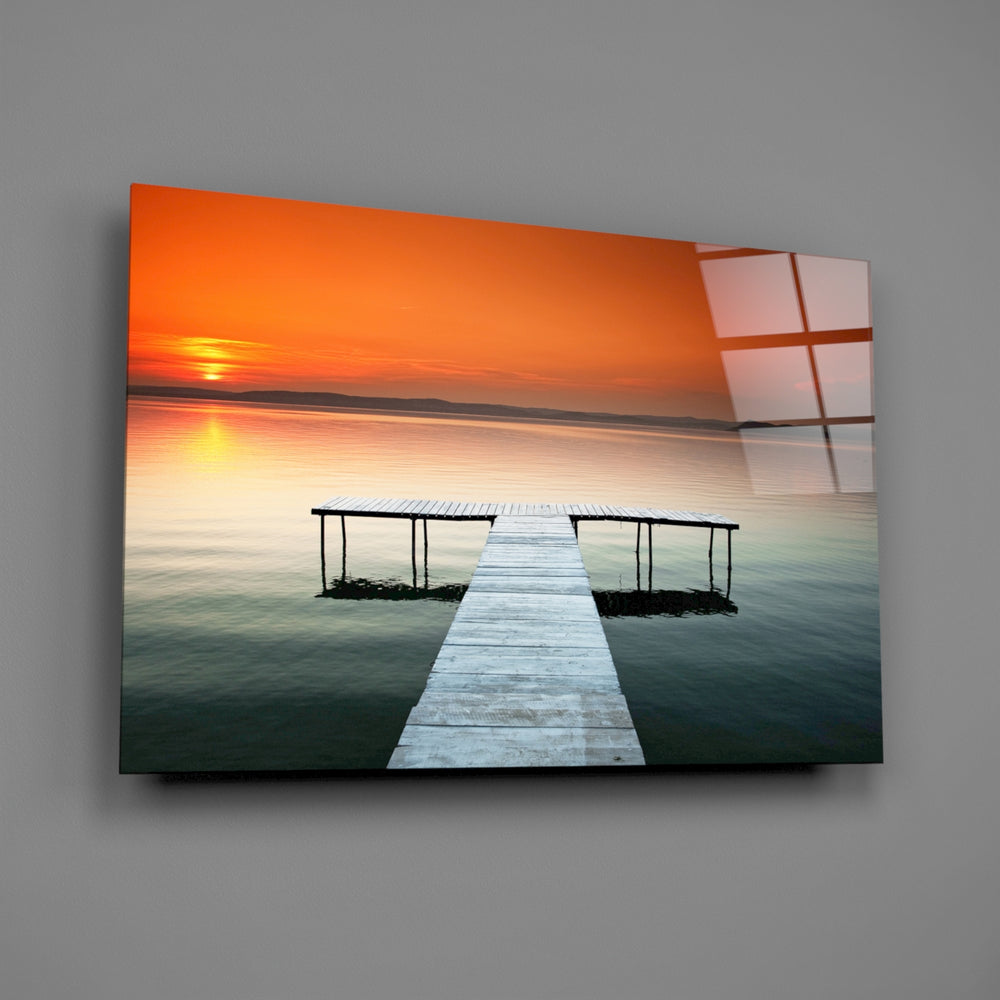 Sunset dock panel bringing warm symmetry to a contemporary living space