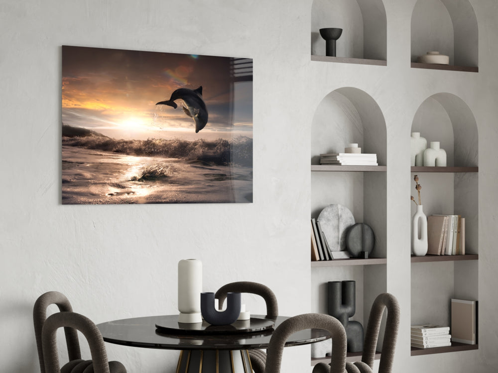 Dolphin panel adding joyful motion to a family living room