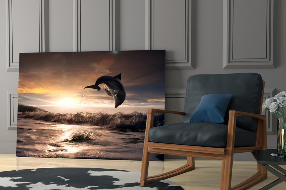 Dolphin glass print enhancing a child's or nursery wall