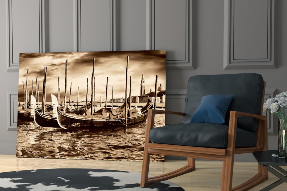 Venice glass print enhancing a hallway with old-world character