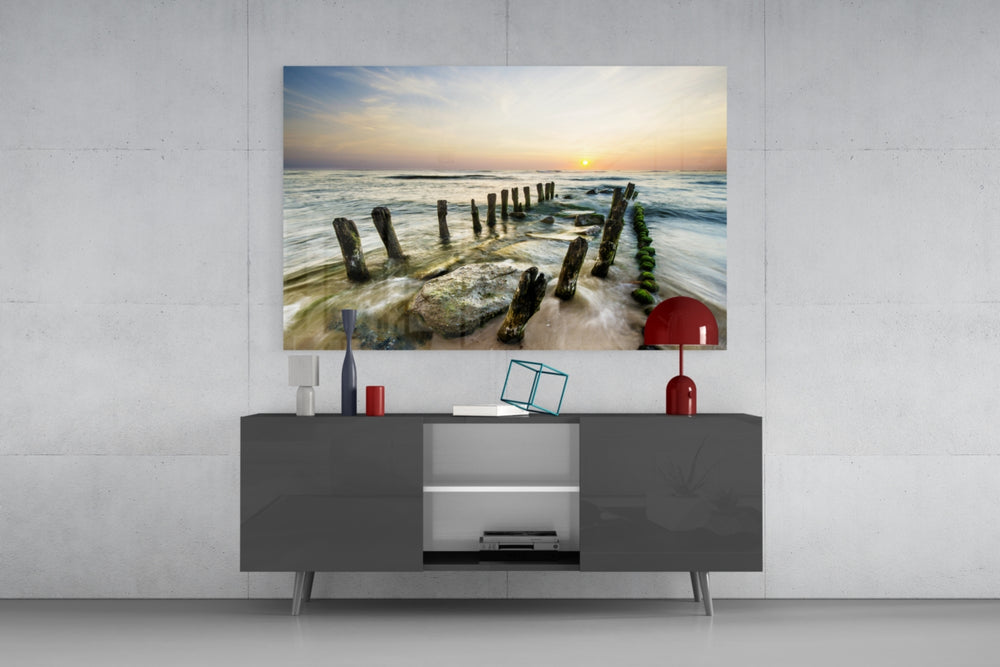 Dock panel catching golden light to reveal its weathered wood