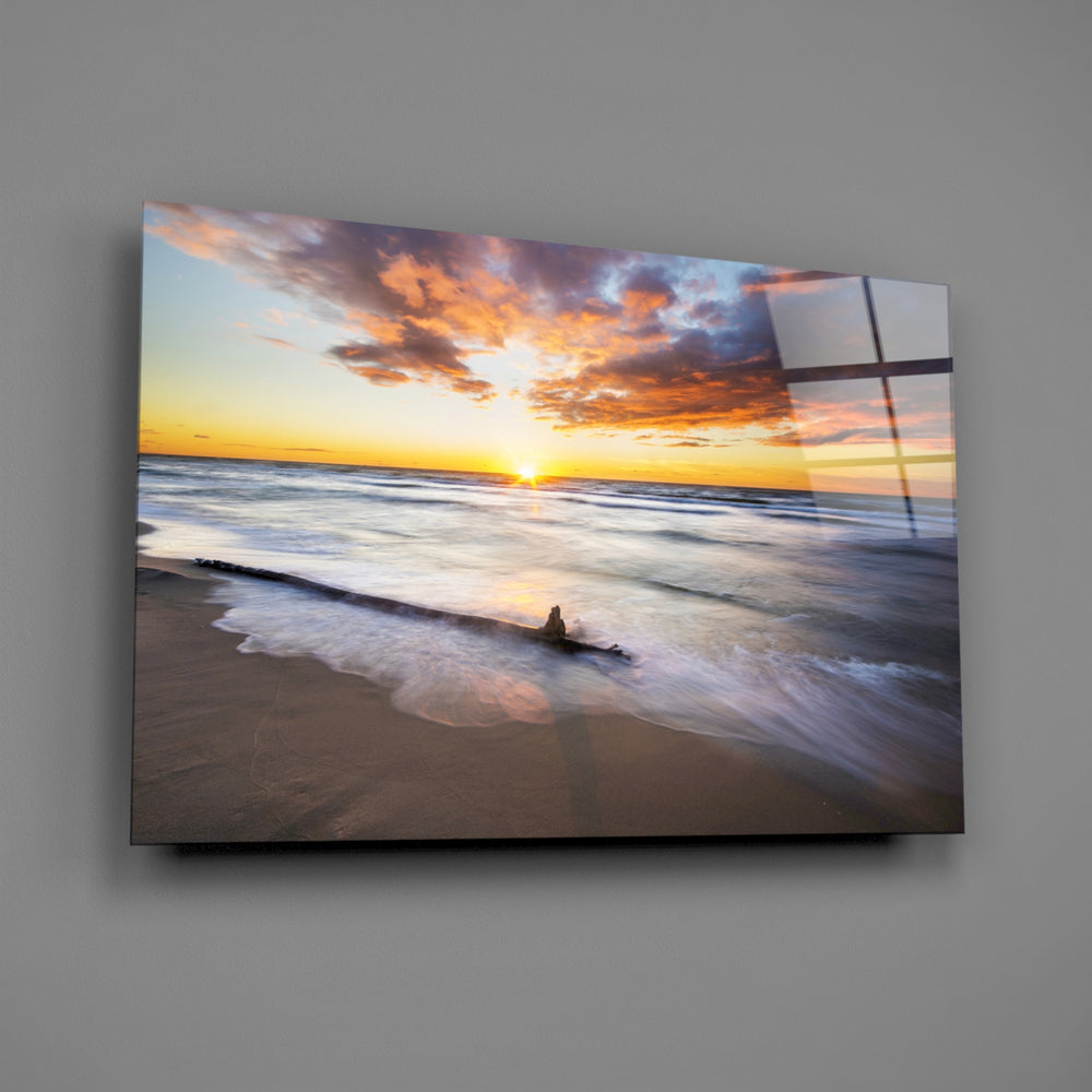Silken waves sunset panel bringing coastal poetry to a contemporary living space