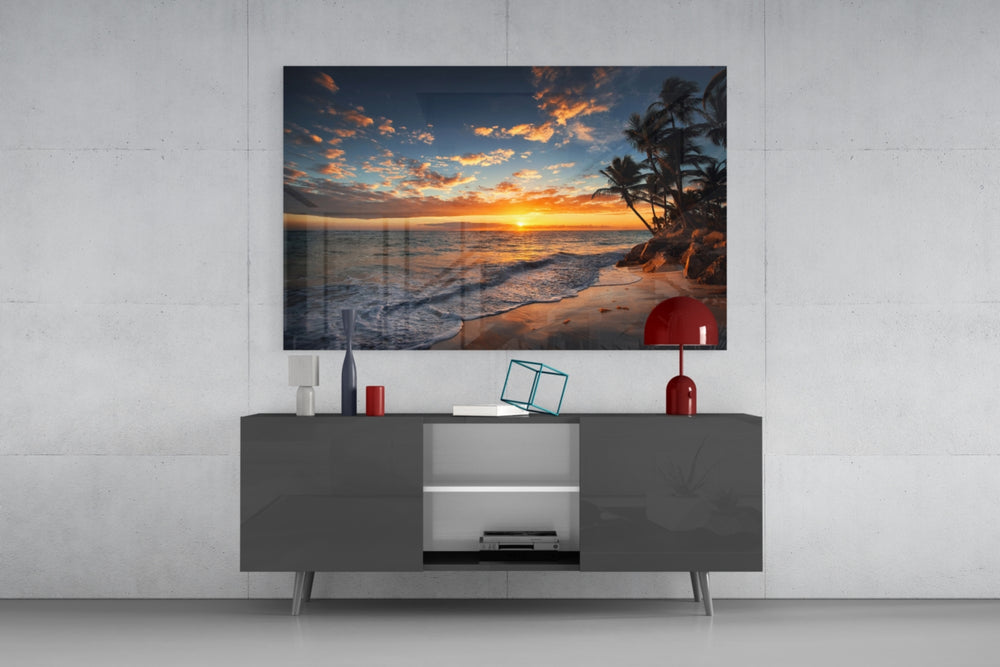 Palm Trees panel catching soft light to reveal its sunset palette