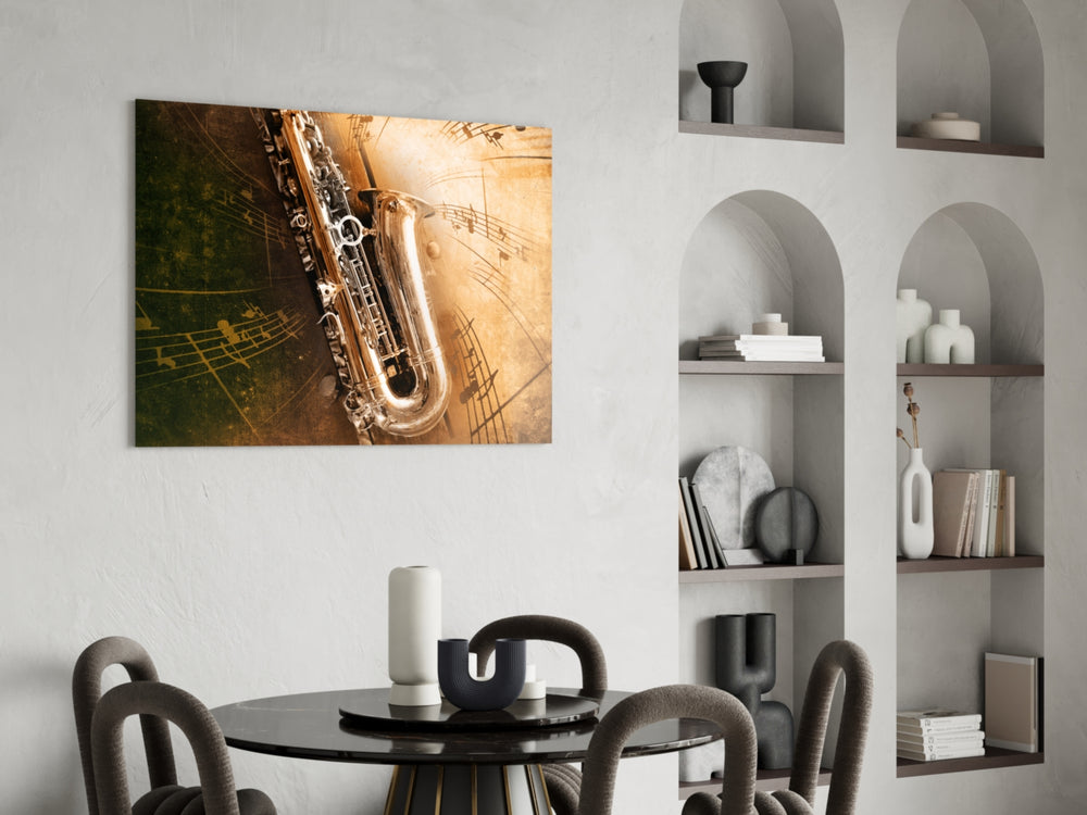 Saxophone panel adding classical taste to a music room