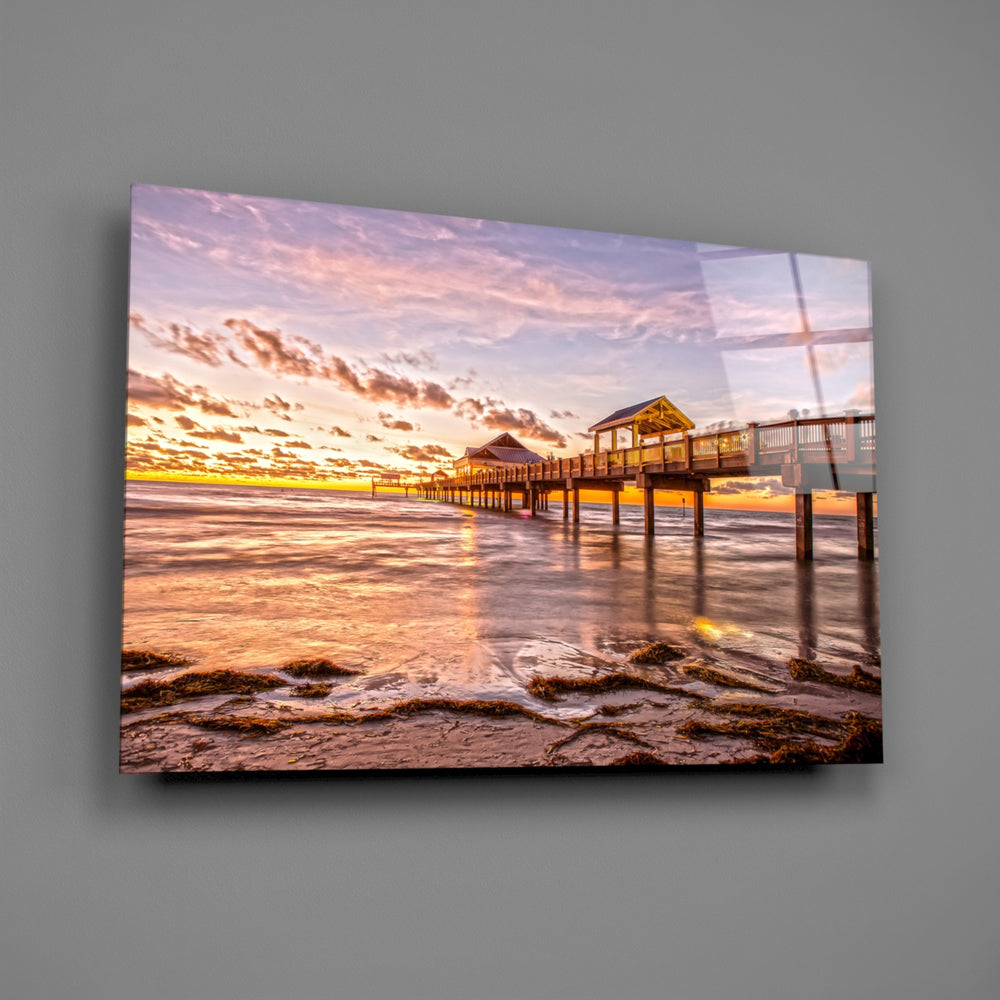Pastel pier panel bringing coastal calm to a contemporary living space