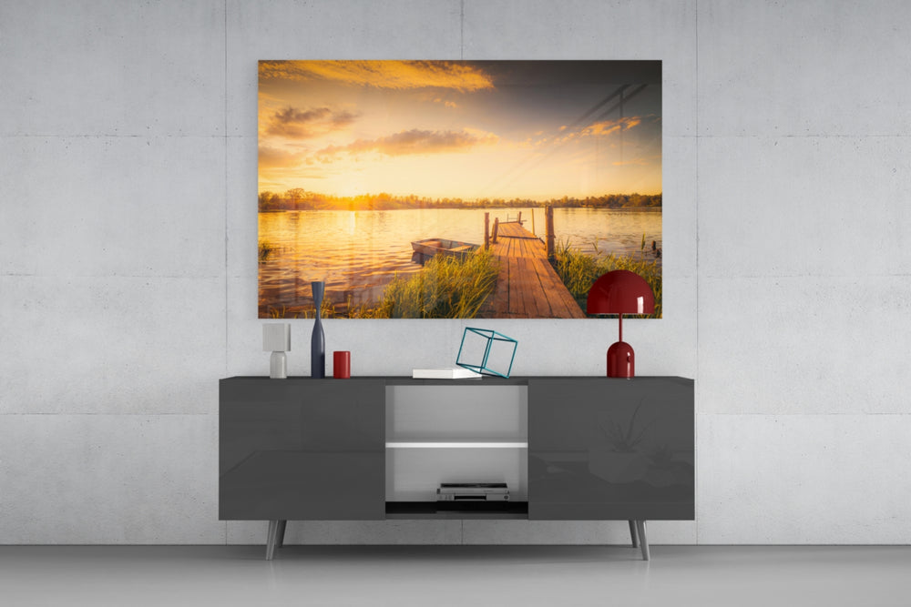 Dock panel catching soft light to reveal its golden tones