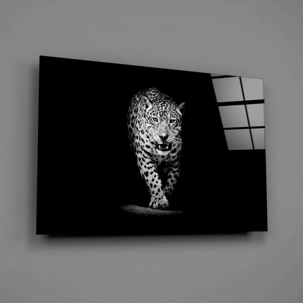 Monochrome leopard panel bringing predator power to a contemporary living space