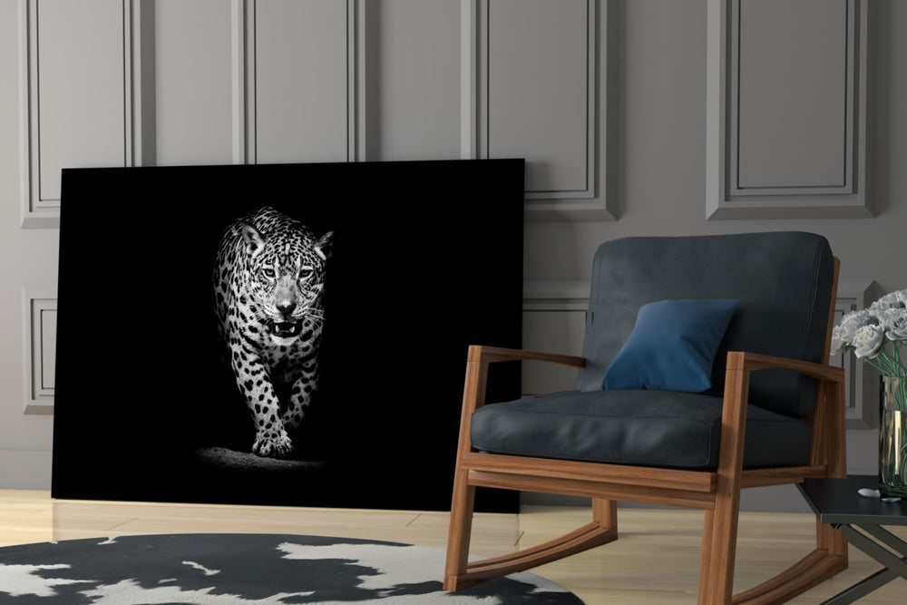 Leopard glass print enhancing a hallway with dramatic gaze