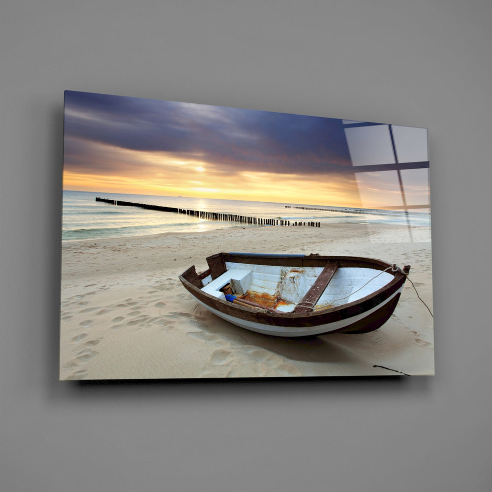 Coastal rowboat panel bringing nordic calm to a contemporary living space