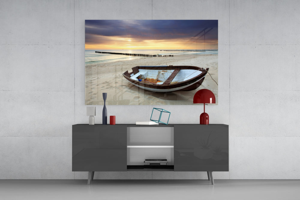 Beach panel catching soft light to reveal its pastel gradient
